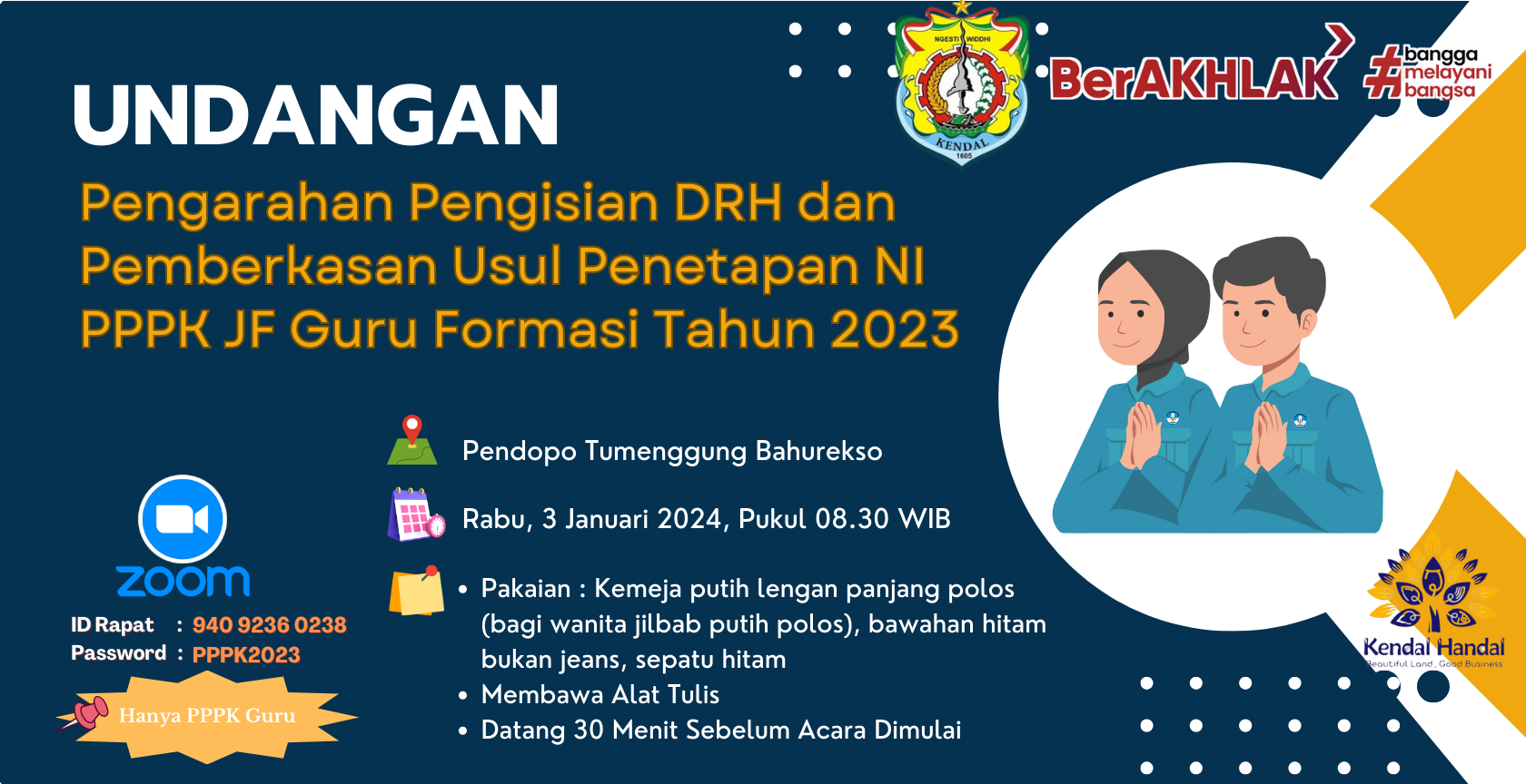 Undangan Pengarahan Pengisian DRH dan Pemberkasan Usul Penetapan NI PPPK JF Guru Tahun 2023