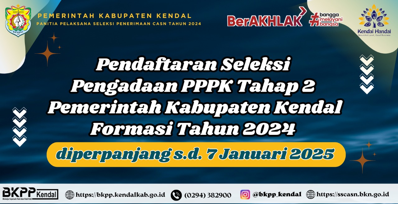 Pengumuman Penyesuaian Jadwal Pelaksanaan Seleksi Penerimaan PPPK Tahap II di lingkungan Pemerintah Kabupaten Kendal Formasi Tahun 2024